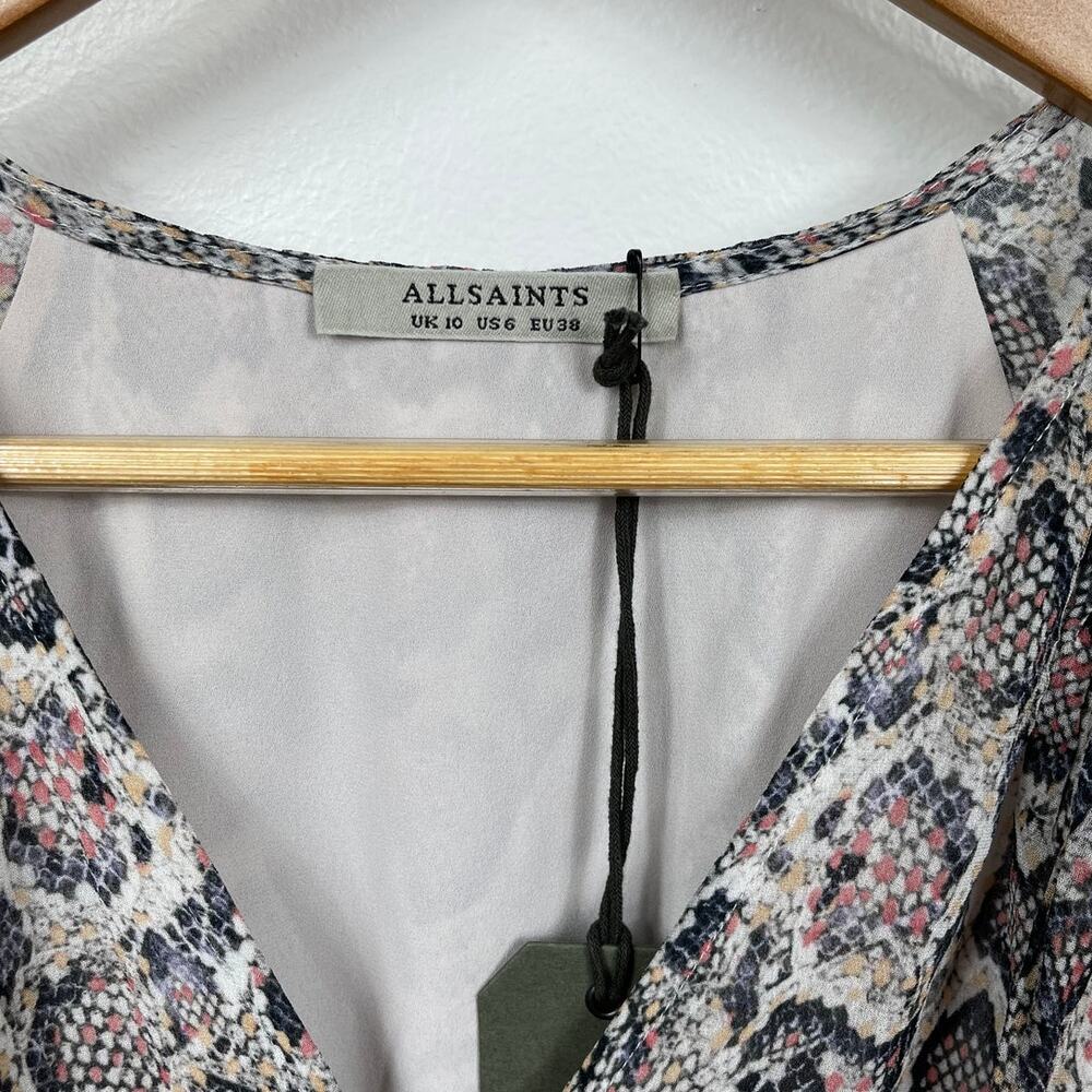 New AllSaints Kaylee Misra Snake Skin Print Playsuit In White Size 6 - Picture 5 of 8